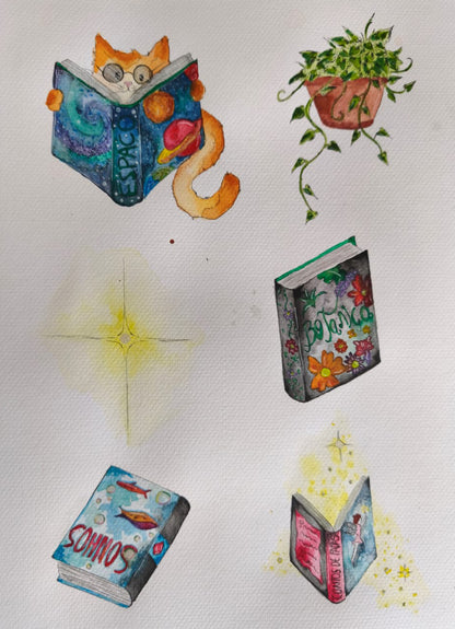 Pintura Original - Um mundo em cada livro